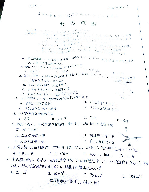 1465617217296418.jpg 2016廣東學(xué)業(yè)水平測試物理答案2016年6月廣東省普通高中學(xué)業(yè)水平考試物理試題